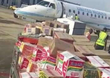 United Airline Donates Relief Materials To Flood Victims 