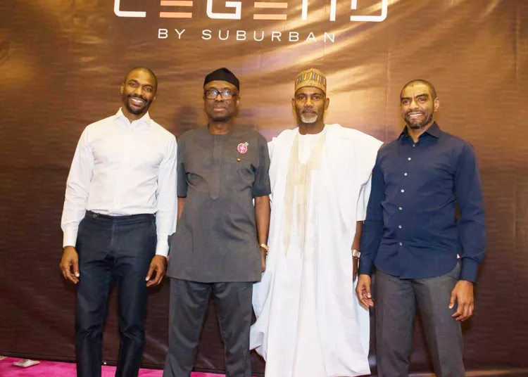 Legend CEO, Bruce Ayonote; minister, Industry, Trade and Investment, Otunba Niyi Adebayo; chief operating officer (COO), Suleiman Arzika, and director, Nigerian Communications Commisssion (NCC) tech services, Eng. Bako Wakil, during launch of Legend Digital services in Abuja