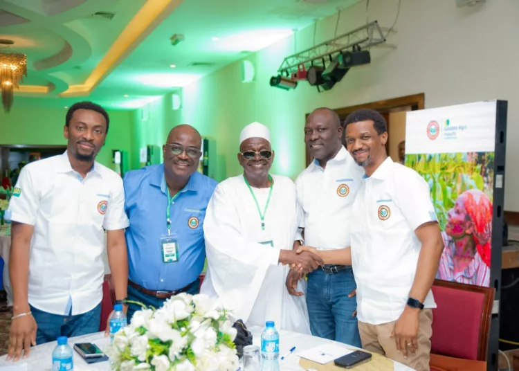 L-R: Finance Director, Agro-Allied, Mr. Yomi Akindele; General Manager, Golden Agri Input Ltd (GAIL), Mr. Falade Olusegun Isaac; Retired Head of Sales, Golden Fertilizer, Alhaji Zakari; Plant Manager, Golden Fertilizer, Kaduna, Mr. Ibrahim Ali; and General Manager, FertiGAIL, Mr. Tayo Ilori at the just concluded Golden Fertilizer Trade Forum, which took place at Bristol Palace Hotel, Tarauni, Kano.