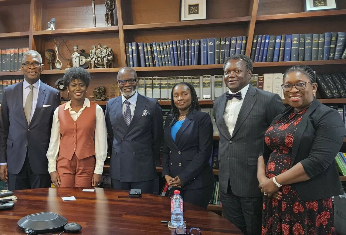 L-R - Olasupo Shasore, SAN (Senior Partner, ALP NG & Co), Nana Adjoa Hackman ( Managing Partner, ALA), Gabby Asare Otchere-Darko (Senior Partner & Co-founder ALA), Atinuke Odofin (Managing Partner, ALP NG & Co), Uyi Giwa-Osagie (Partner, ALP NG & Co) and Bukky Adewolu (Partner, ALP-Professional Services Limited Nigeria), during the signing of the Strategic Partnership Agreement between The ALP International Practice Group  & Africa Legal Associates in Accra, Ghana.