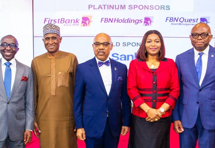 At the 2nd National Corporate Governance Summit Organised bythe Institute of Directors Centre for Corporate Governance (IoDCCG) which was held at the Lagos Oriental Hotel, Victoria Island, Lagos, Pix L-R- Dr. Amstrong Takang, Co-Chair of the Summit and Chief Executive Officer, Ministry of Finance Incorporated (Mofi), Alhaji Tijjani Borodo, FCIoD President/Chairman, Governing Council IoD, Mr. UK Eke, MFR, Chairman Board of Governors, IoDCCG, Mrs Funmilayo Ekundayo, FCIS, President, Institute of Chartered Secretaries and Administrators and Mr Nnamdi Okonkwo, GMD, FBNHoldings