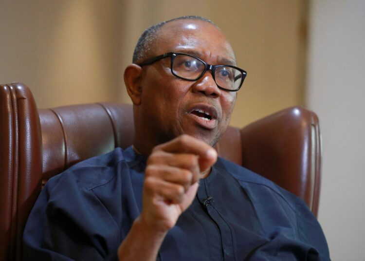 2JR9PMD Peter Obi, Presidential candidate of the Labour Party, speaks during an interview with Reuters at his residence in Lagos, Nigeria August 18, 2022. REUTERS/Temilade Adelaja