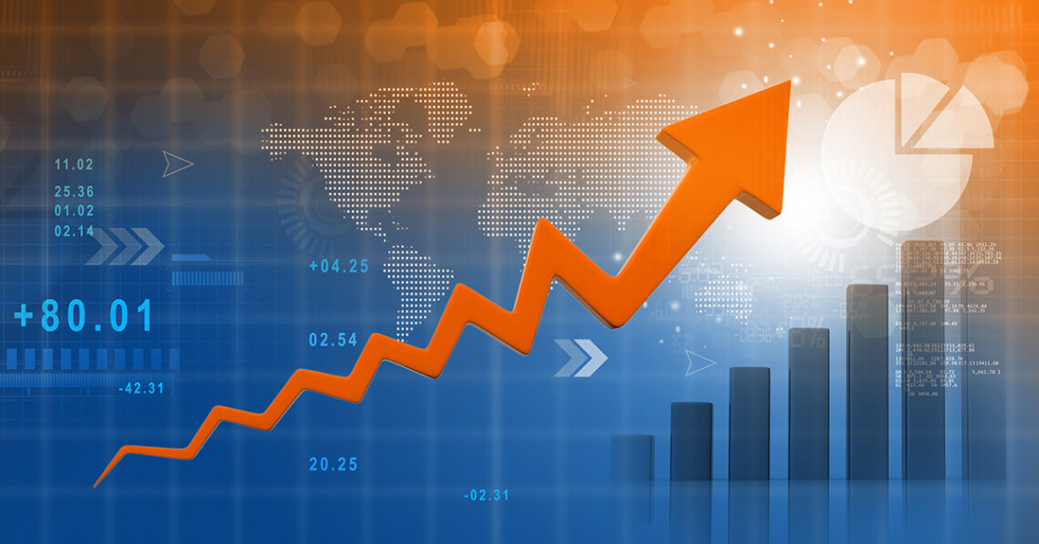 Financial growth chart. 3d illustration